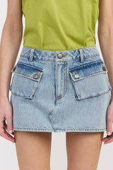 Low Waist Denim Pocket Mini Skirt Emory Park